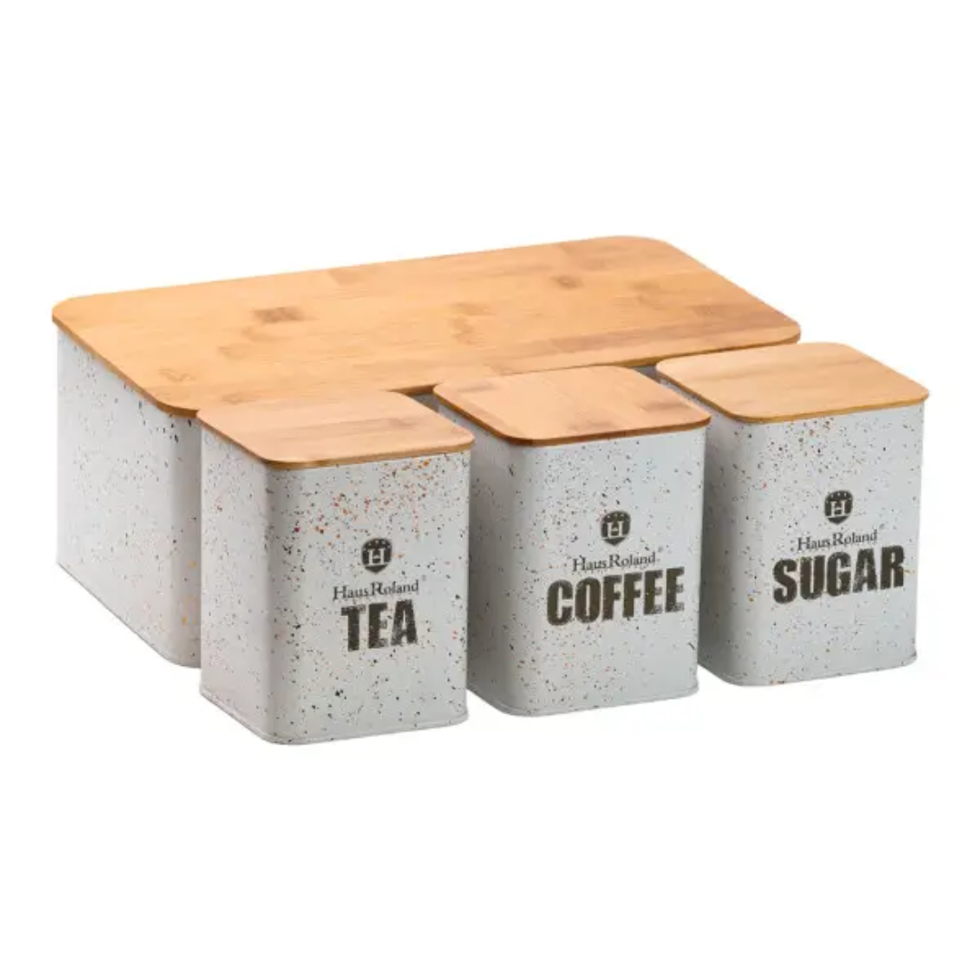 Набір для зберігання продуктів Haus Roland з нержавіючої сталі 4 шт. Білий Набір для зберігання продуктів Haus Roland з нержавіючої сталі 4 шт. Білий