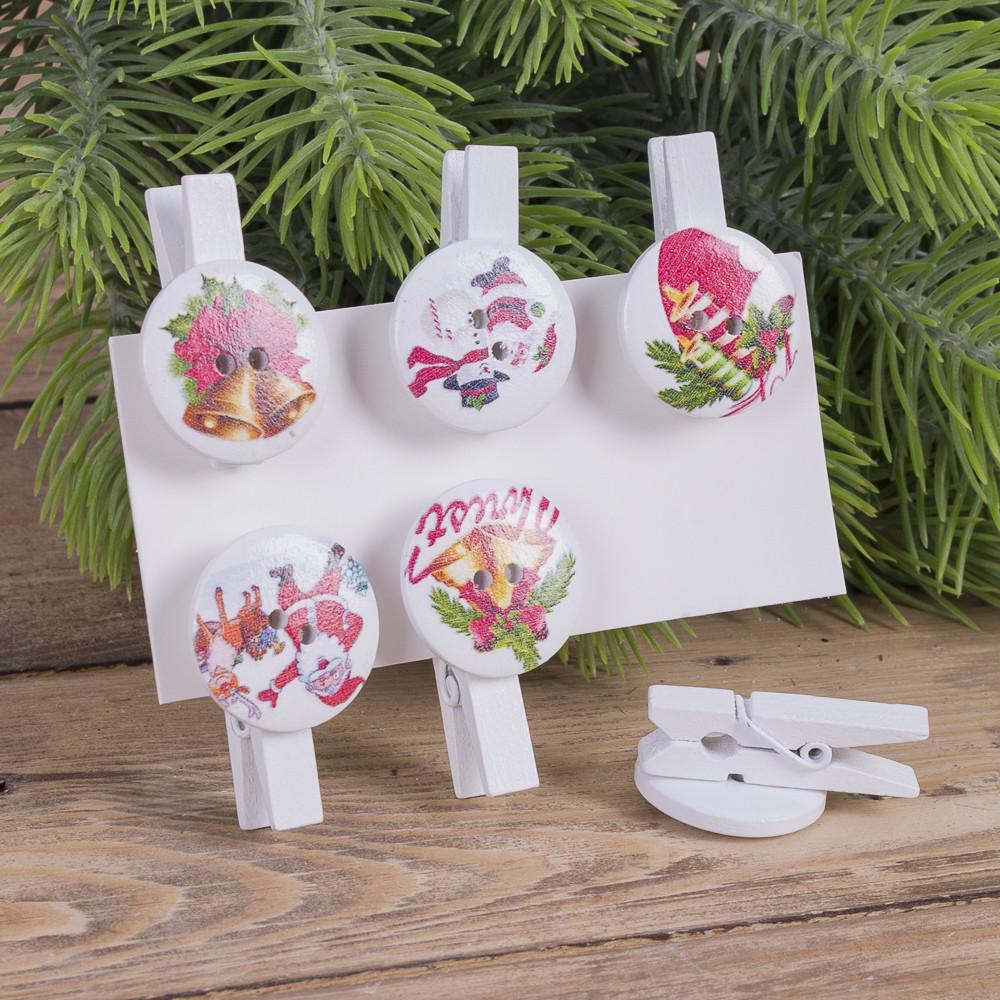 Прищепка Пуговица новогодняя 6 шт. (3498)