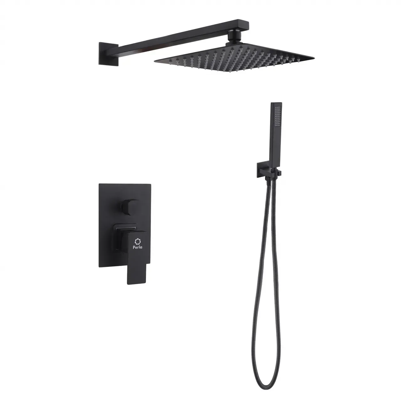 Смеситель для душа Perla Smart встроенный квадратный 2 режима Черный (PSS7755B) Смеситель для душа Perla Smart встроенный квадратный 2 режима Черный (PSS7755B)