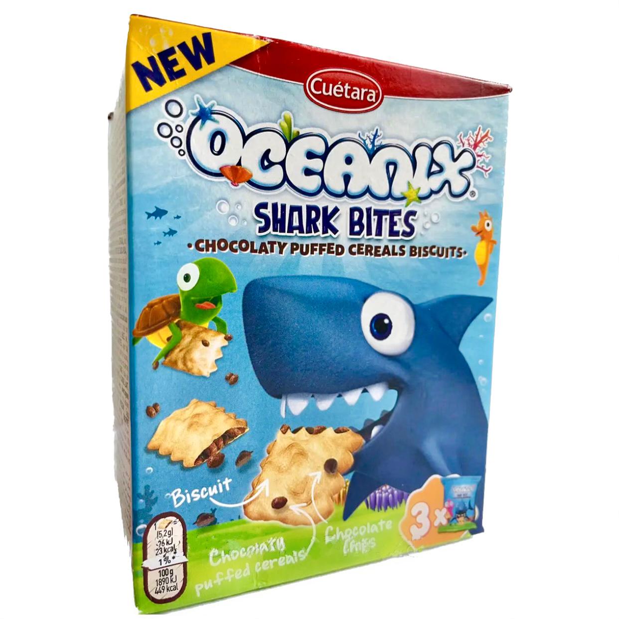 Шоколадное воздушное печенье Oceanix Cuetara Shark Bites из хлопьев 150 г