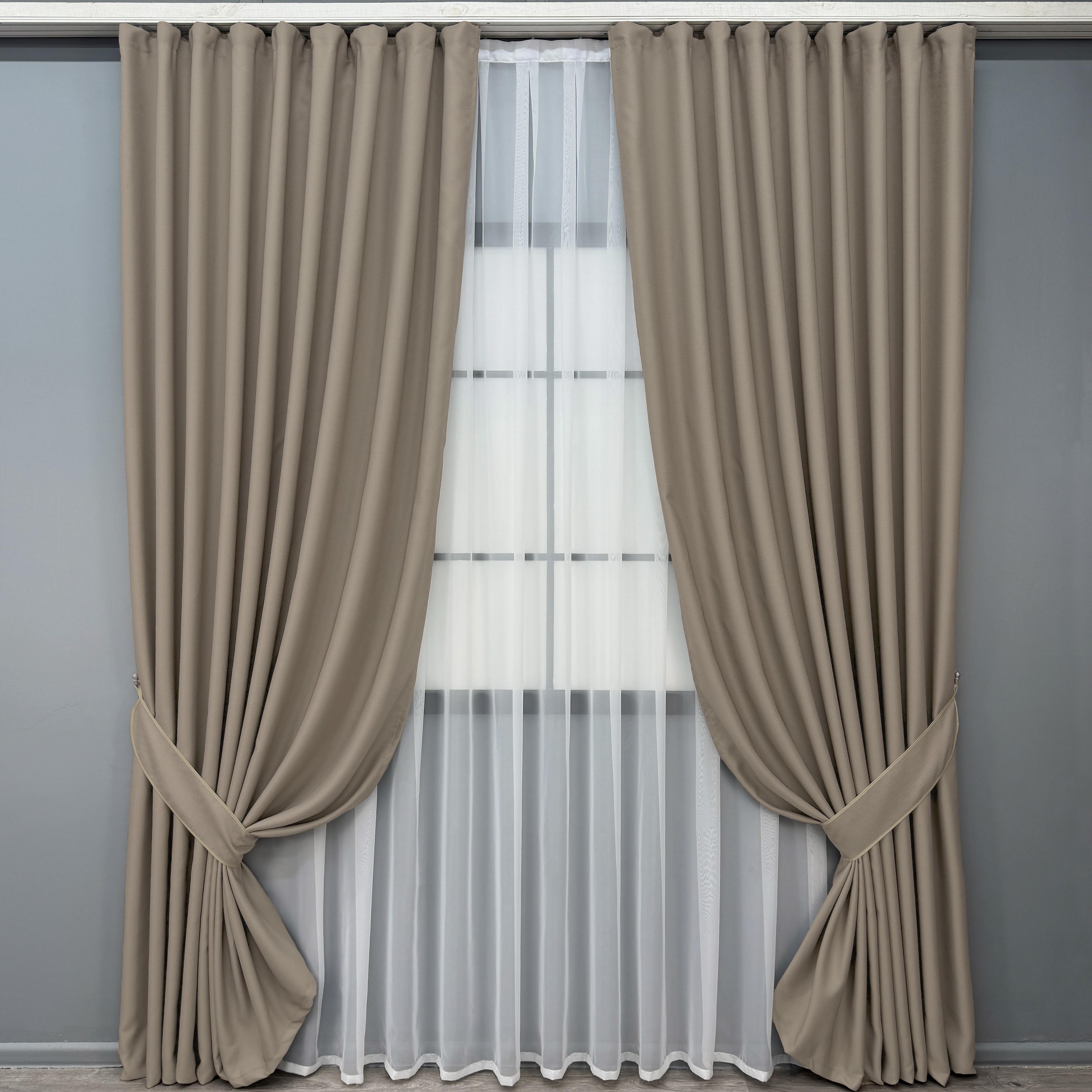 Комплект готовых штор VR-Textil TERRA LUXE №2065ш рогожка 150х270 см 2 шт. Светлое какао (33-1295)
