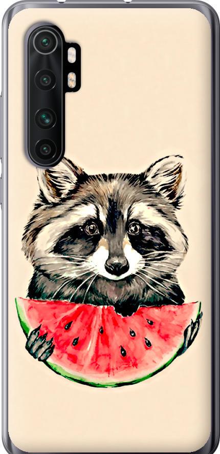 Чехол на Xiaomi Mi Note 10 Lite Енотик с арбузом (4605u-1937-42517)
