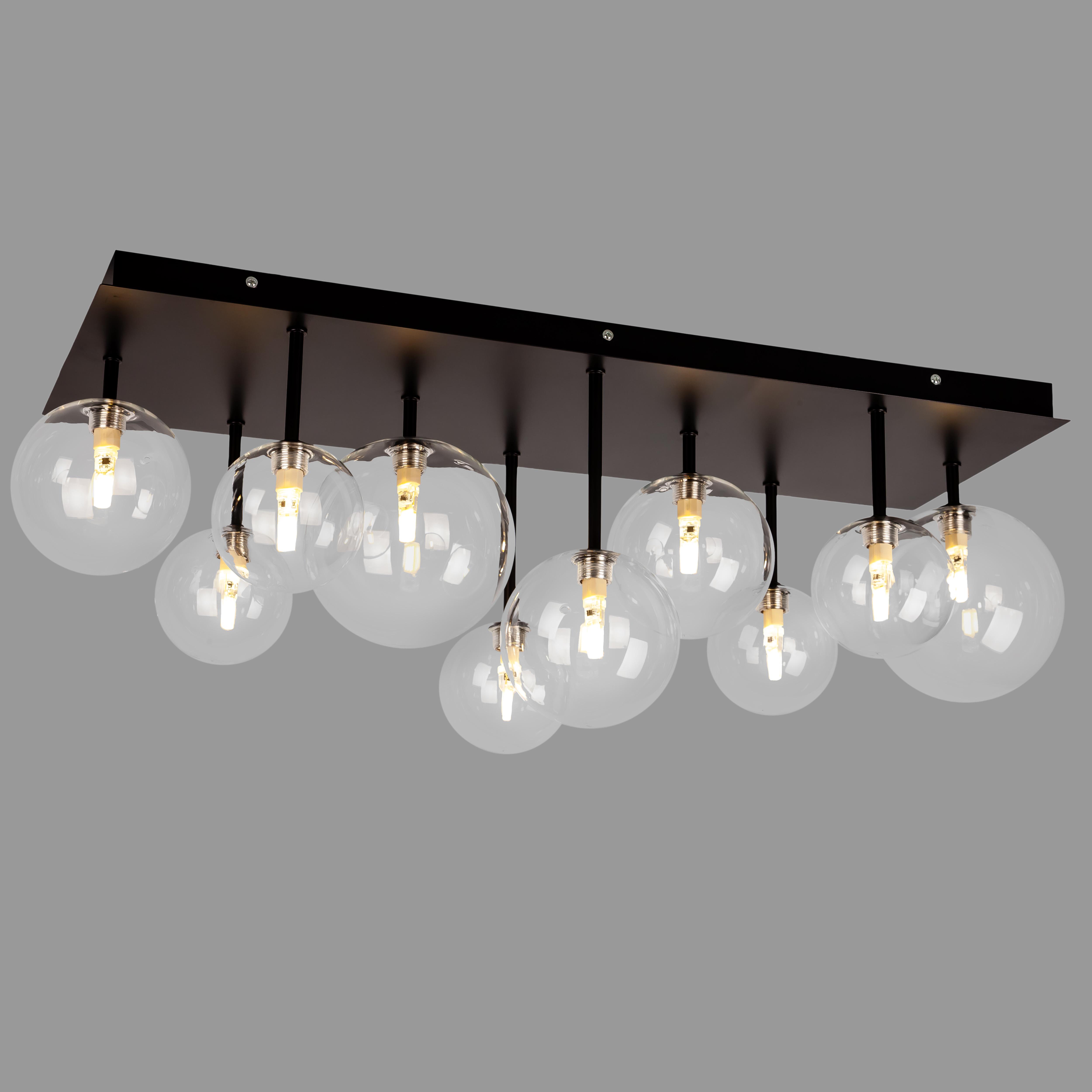 Люстра потолочная современная на 10 плафонов Черный (99-X7253F-10 BK+CL)