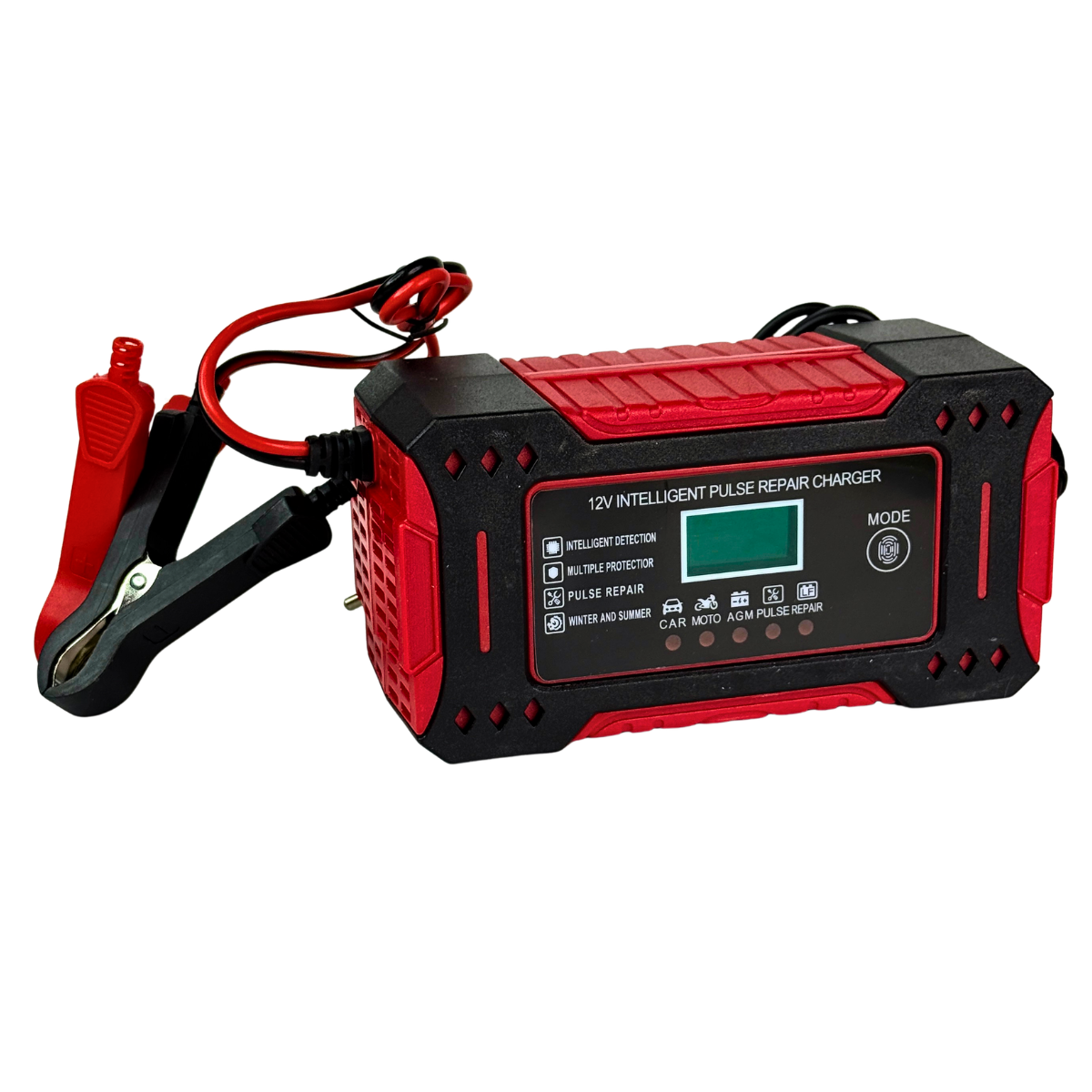 Зарядное устройство для автомобильных аккумуляторов портативное интеллектуальное 12V 6A 2-100AH ​​Красный (ZPW-060-Red)