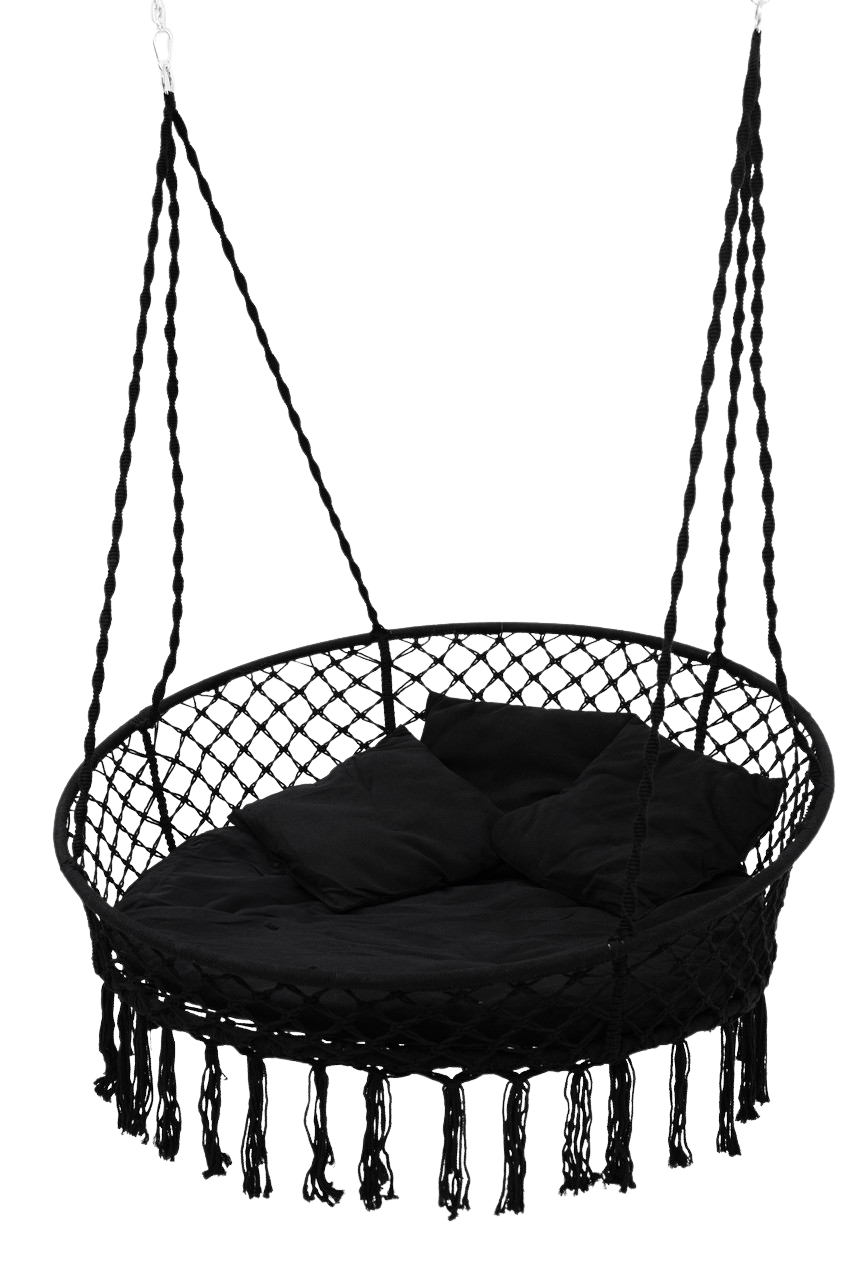 Гойдалка кругла підвісна з подушкою WCG 140 см Чорний (QNSW11BL1) - фото 2
