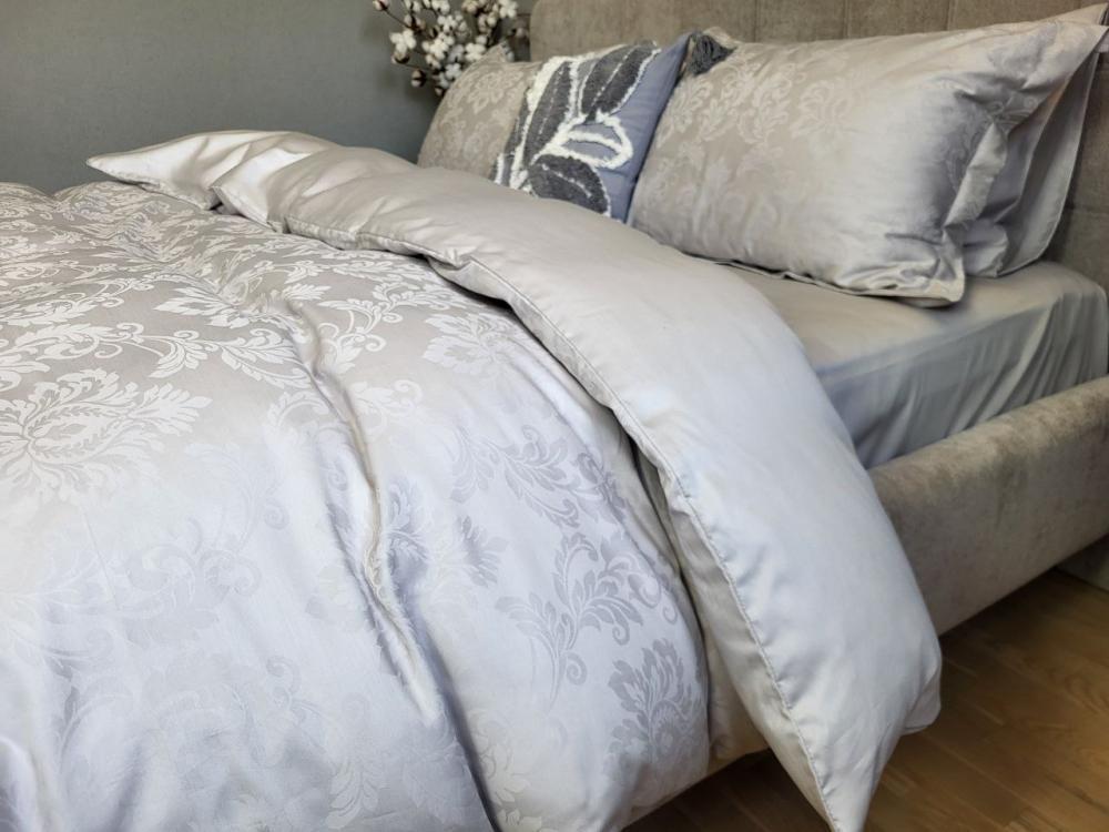 Комплект постельного белья Мир сатин жаккард Premium полуторный/наволочки 50х70/70х70 см Tiara Grey (6120) - фото 1