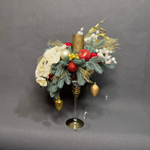 Новогодняя композиция бокал/подсвечник 52 см (1721779847)