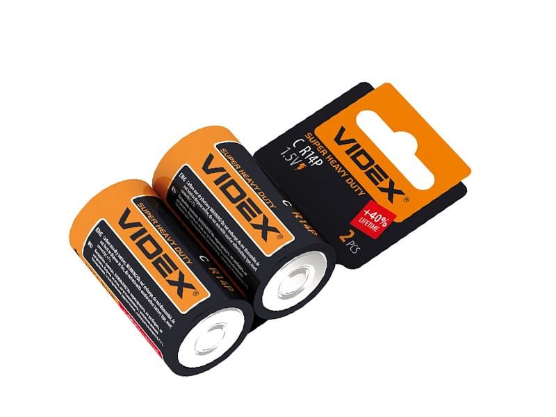 Батарейка сольова Videx R14P/C SHRINK CARD 2 шт.