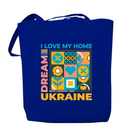 Шоппер I love my home Ukraine 37x41 см Синий (12716900-5-181513) - фото 1