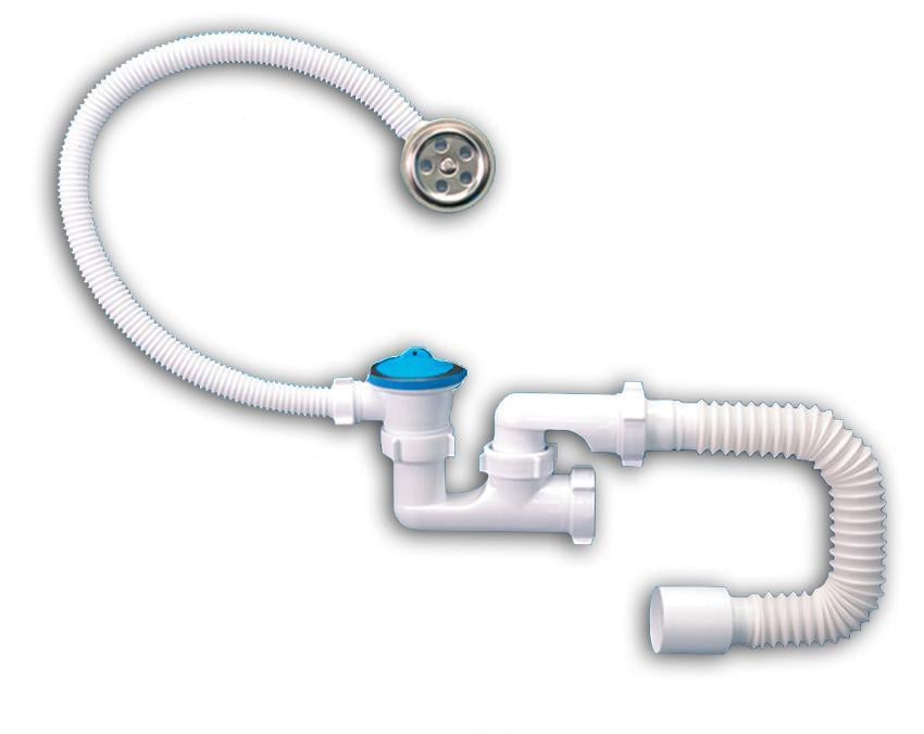 Сифон для ванны SantehPlast Flat SVD-03 с еврошлангом и переливом 1 1/2" (RS-SVD-03)