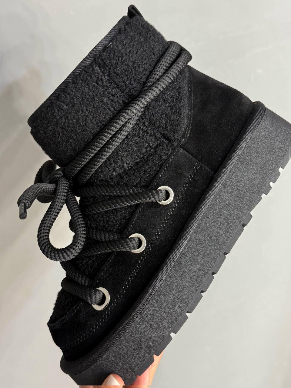 Угги женские Hengji 52-1 сноубутсы замшевые с мехом тедди на высокой подошве р. 39 Черный (5136) - фото 6