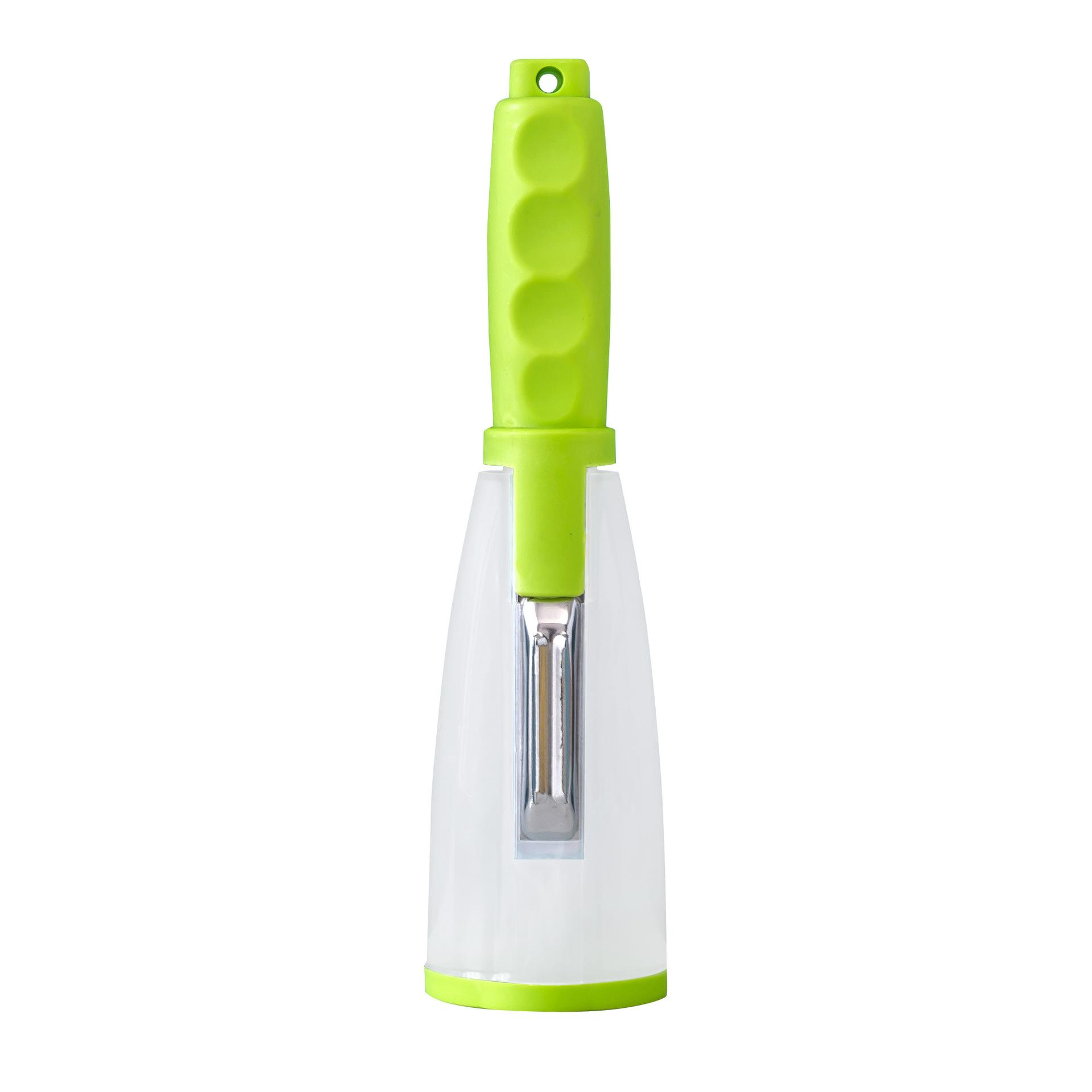 Кухонный нож для чистки овощей Peeler с контейнером из нержавеющей стали 20,5 см Зеленый (opt-14925)