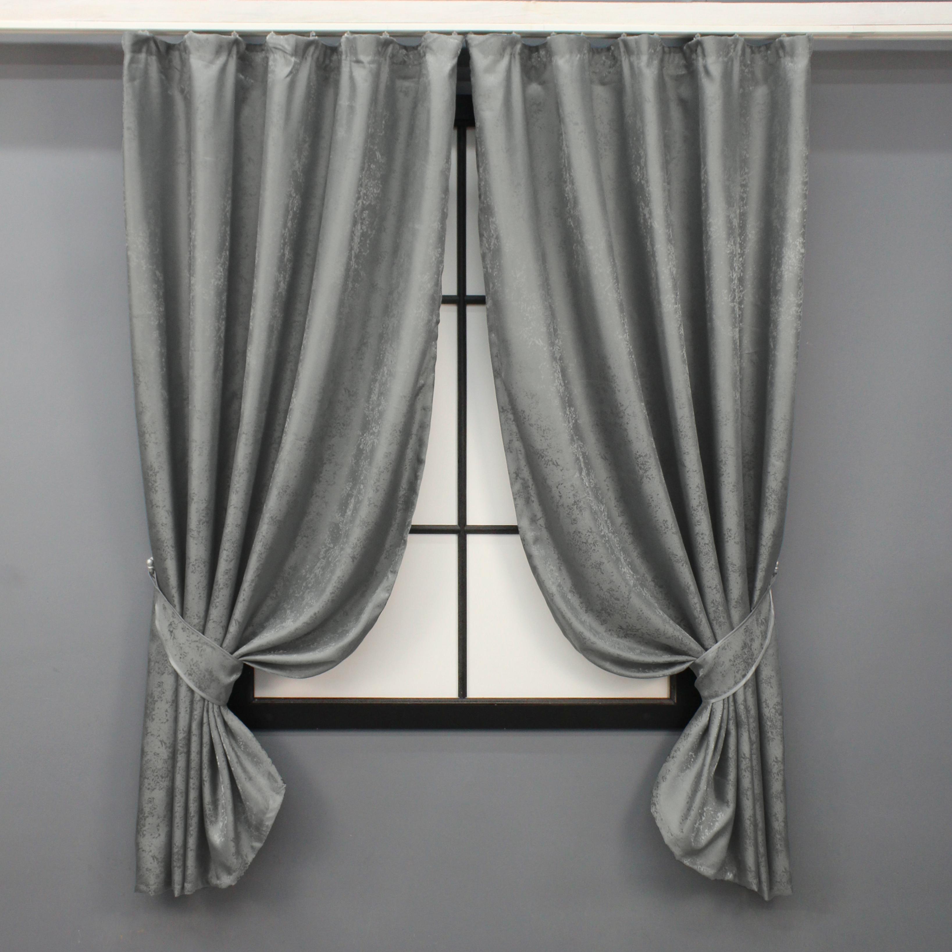 Комплект коротких штор VR-Textil Жаккард Мрамор Al1 №1015ш 130х170 см 2 шт. Графитовый (35-0208)