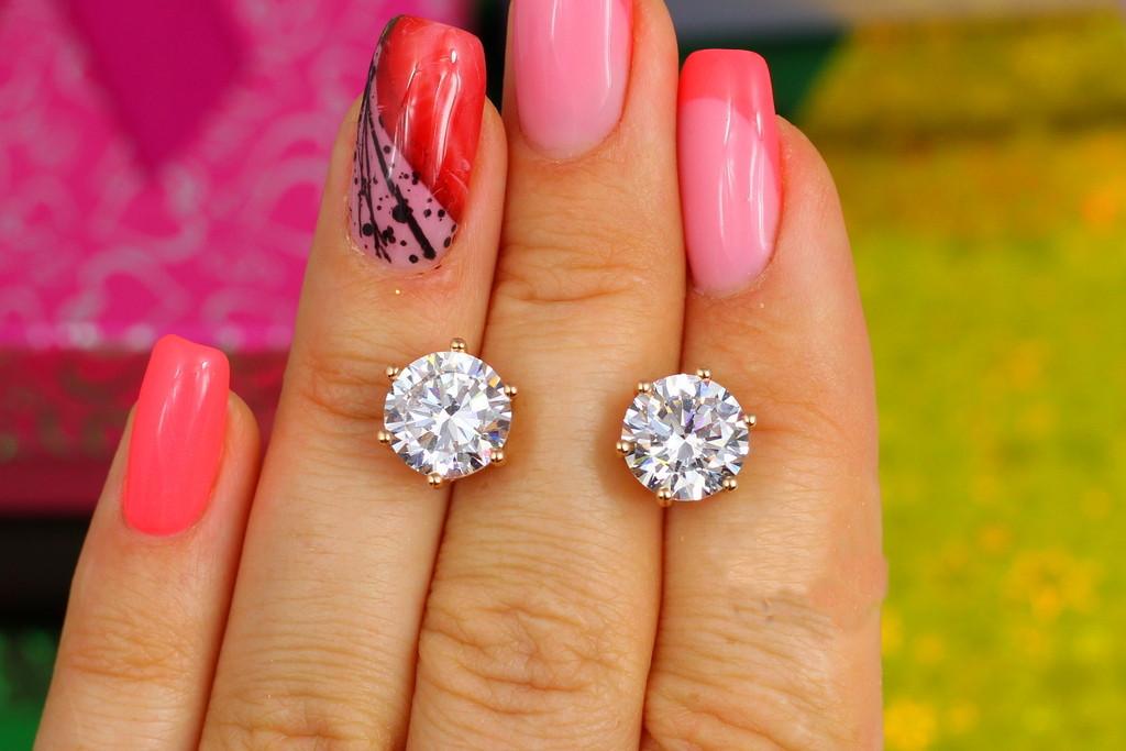 Серьги гвоздики Xuping Jewelry с камнем  9 мм Золотистый