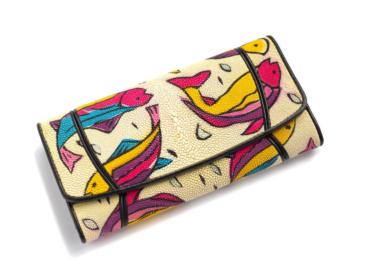 Кошелек Ekzotic leather из кожи ската Рыбки (stw 32_3)