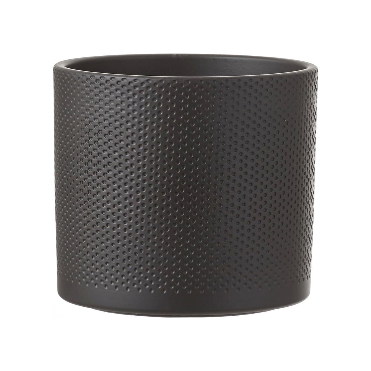 Кашпо Edelman Era pot round рельефный 28х26 см Черный матовый (A-025788)