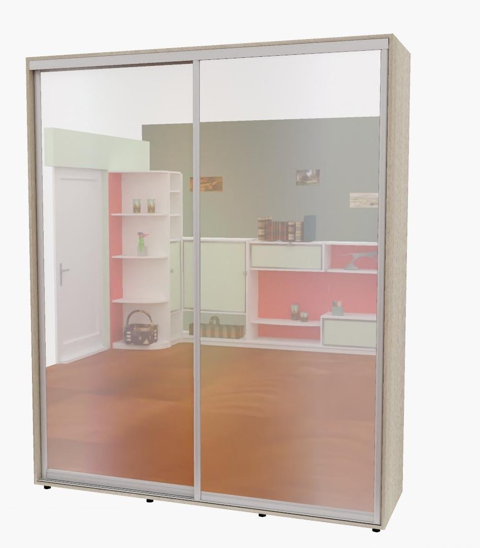 Шафа-купе дводверна Алекса Дзеркало 210х60х240 см Дуб шамоні світлий