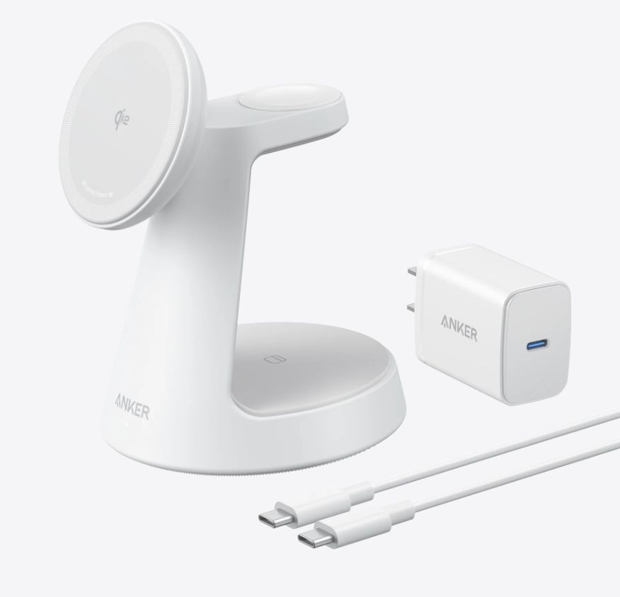 Зарядний пристрій Anker MagGo 3in1 Magsafe Charging Station Qi2 15W White - фото 1 Зарядний пристрій Anker MagGo 3in1 Magsafe Charging Station Qi2 15W White - фото 1