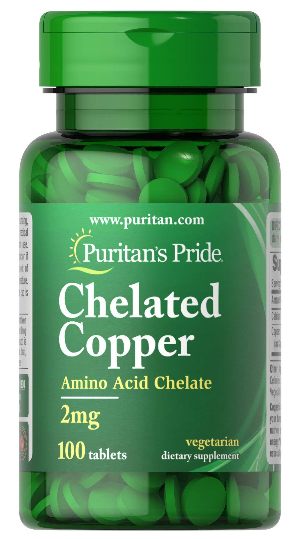 Медь Puritan's Pride Copper Chelated 2 mg 100 таблеток