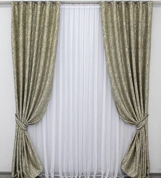 Шторы двухсторонний блекаут 1,5х2,7 м 2 шт. Бежевый (646ш)