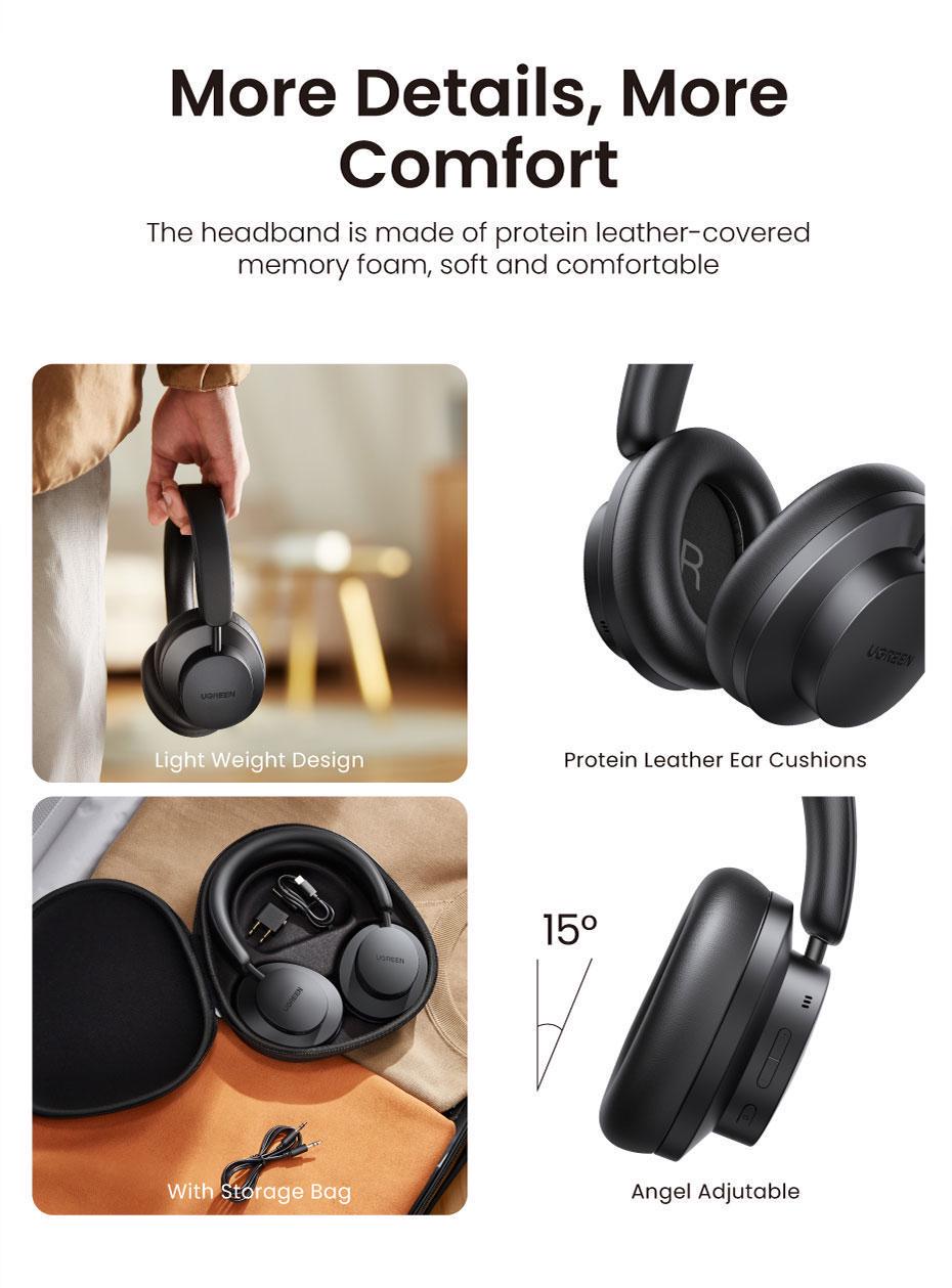 Навушники бездротові UGREEN HiTune Max 3 Bluetooth 5.0 Чорний (90422) - фото 5 Навушники бездротові UGREEN HiTune Max 3 Bluetooth 5.0 Чорний (90422) - фото 5