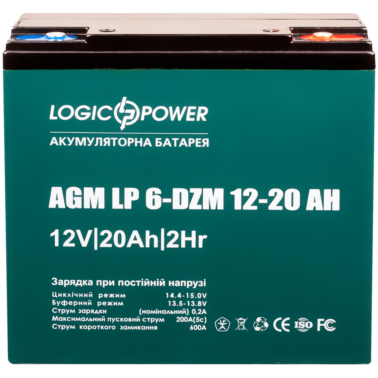 Батарея аккумуляторная тяговая AGM LogicPower LP 6-DZM-20 12 V 20 Ah - фото 2