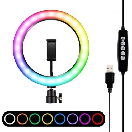 Кольцевая LED-лампа RGB MJ со штативом 2 м 33 см (17945817)