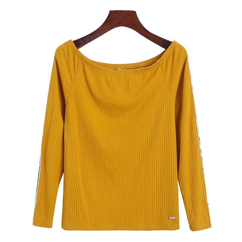 Лонгслів жіночий La Polar Icono Collection зі смугами на рукавах і відкритими плечима XL Жовтий (10-120-1253)