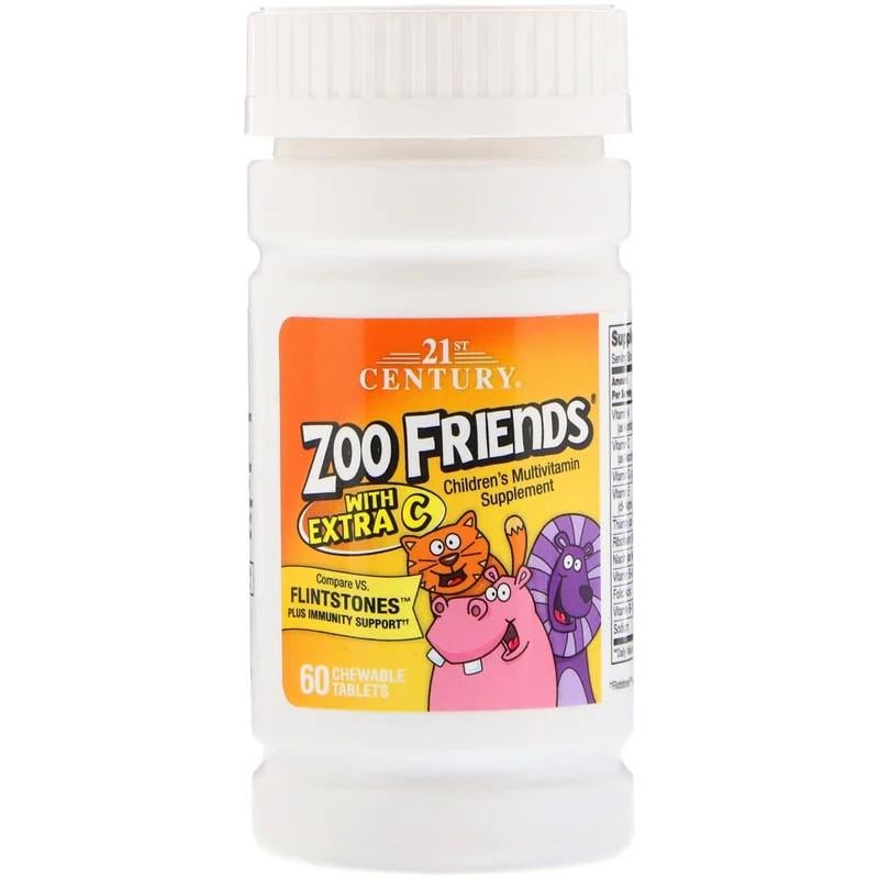 Витамины 21st Century Zoo Friends with Extra C 60 жевательных таблеток