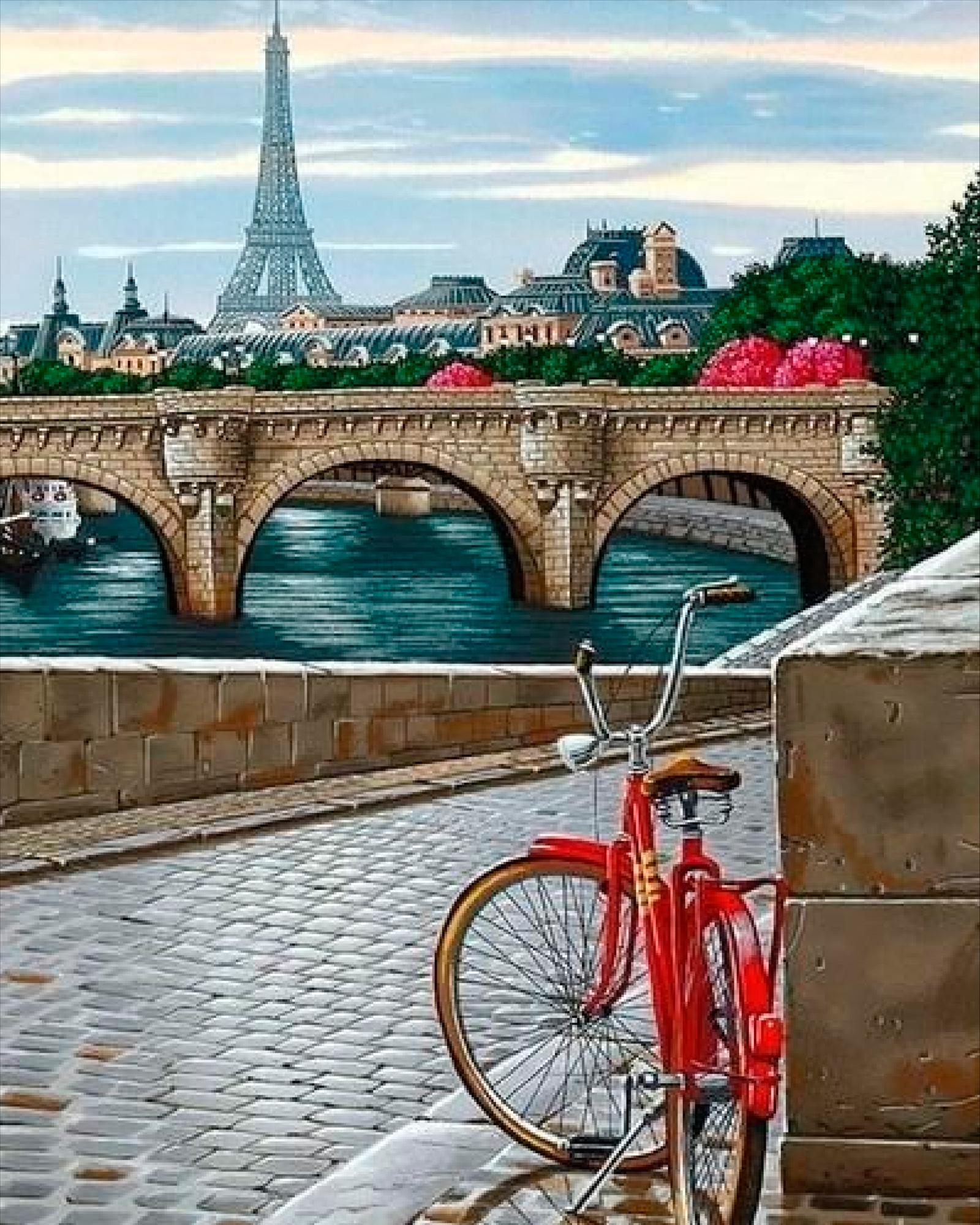 Алмазная мозаика на подрамнике Santi На берегу Сены 40x50 см (Top-954351)