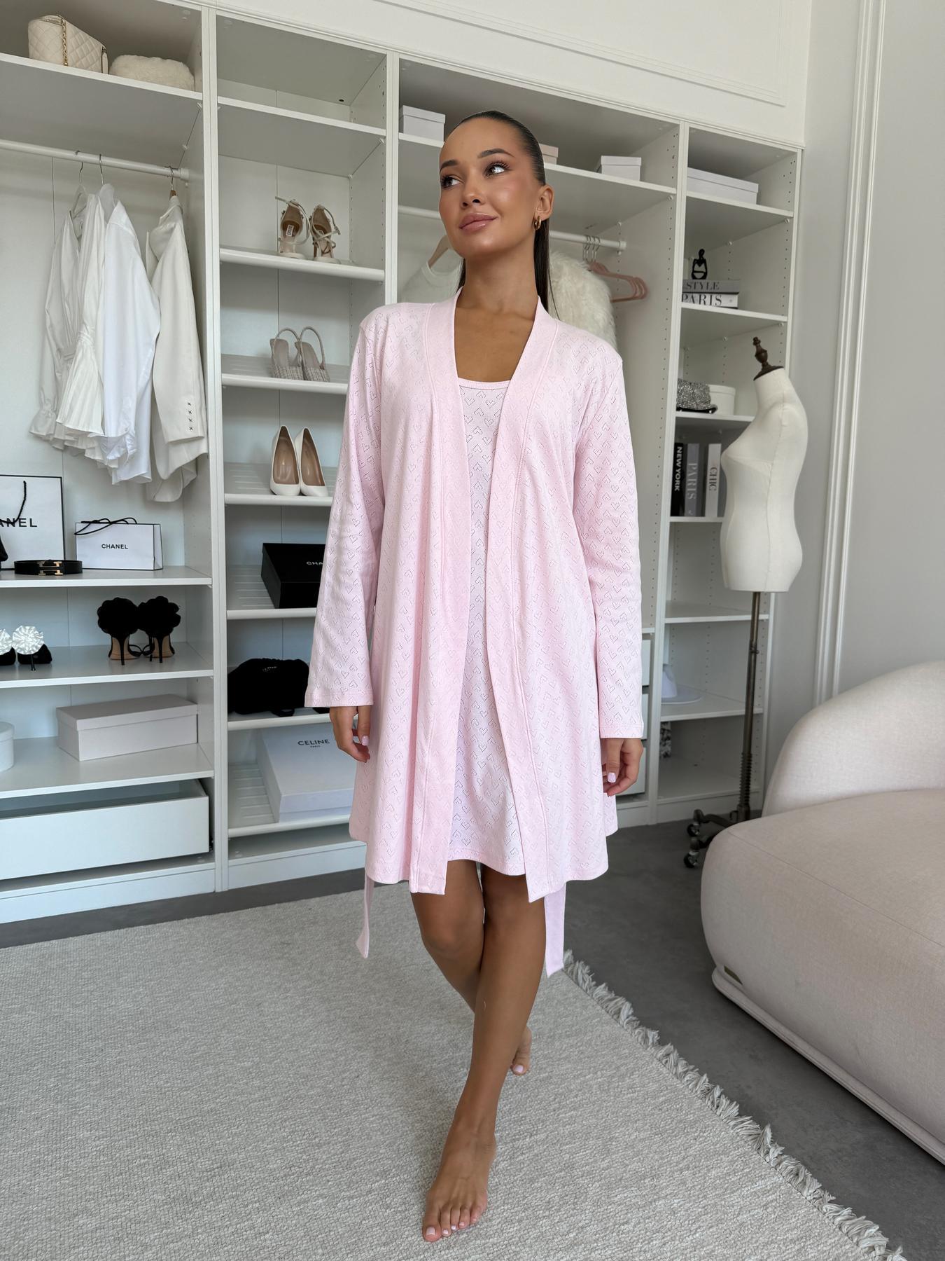 Комплект женский COSY халат и рубашка S/M Бледно-розовый (SetPH1714)