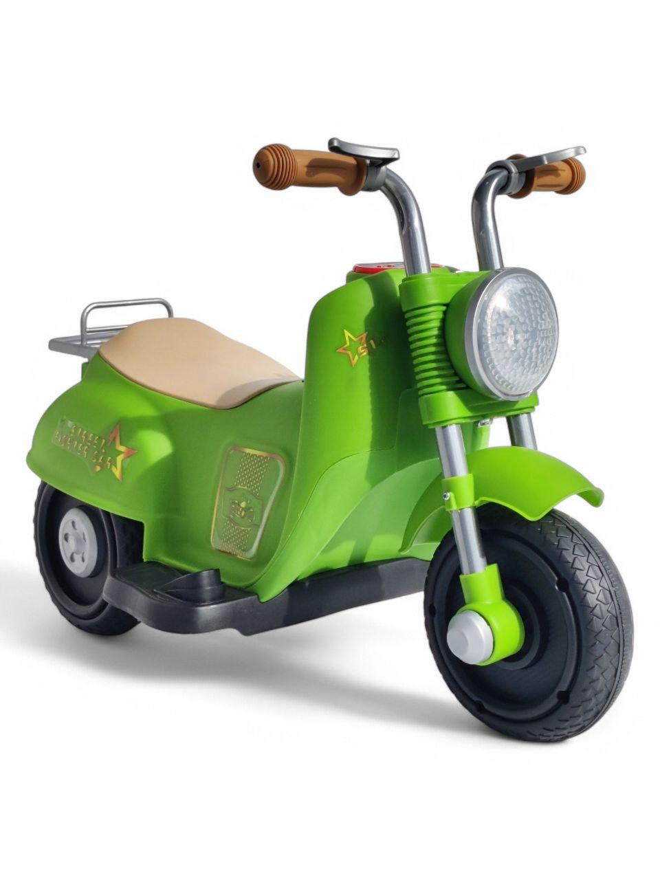 Дитячий біговел електро Babymoto Electro ST-618A на 3 колесах зі світловими та звуковими ефектами та акумулятором 6V/4,5Ah Зелений (ST-618Ar-s1)