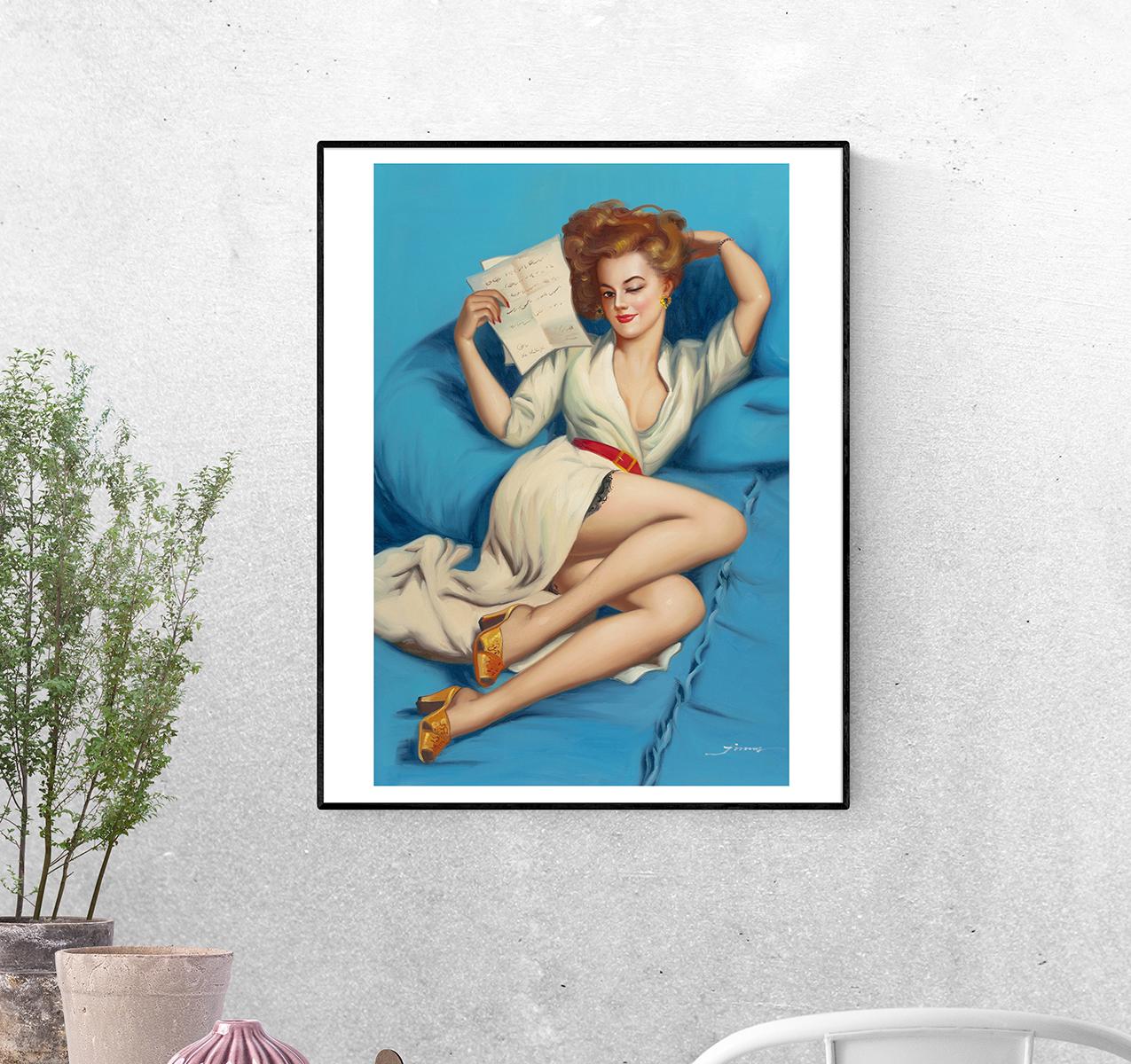 Постер блондинка читает письмо формат А-1 (pin_up010273_Poster)