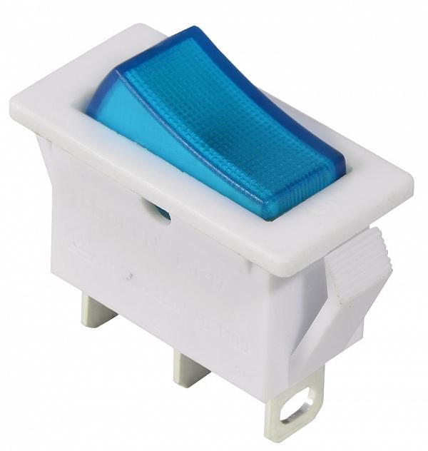 Переключатель АСКО-Укрем KCD3-101N-13 BL/WH 1 клавиша 1NO с подсветкой 28 мм 220 V Cиний неон (A0140040040)