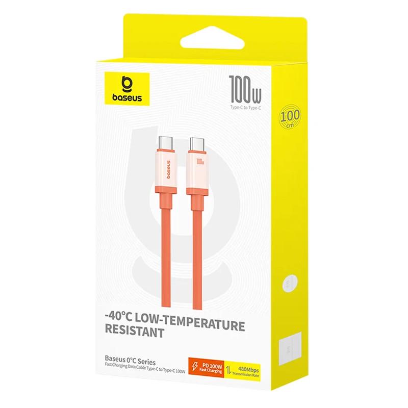 Дата-кабель BASEUS 0°C Series Fast Charging Type-C to Type-C 100W 1 м Canyon Coral (00000074729_1) - фото 5
