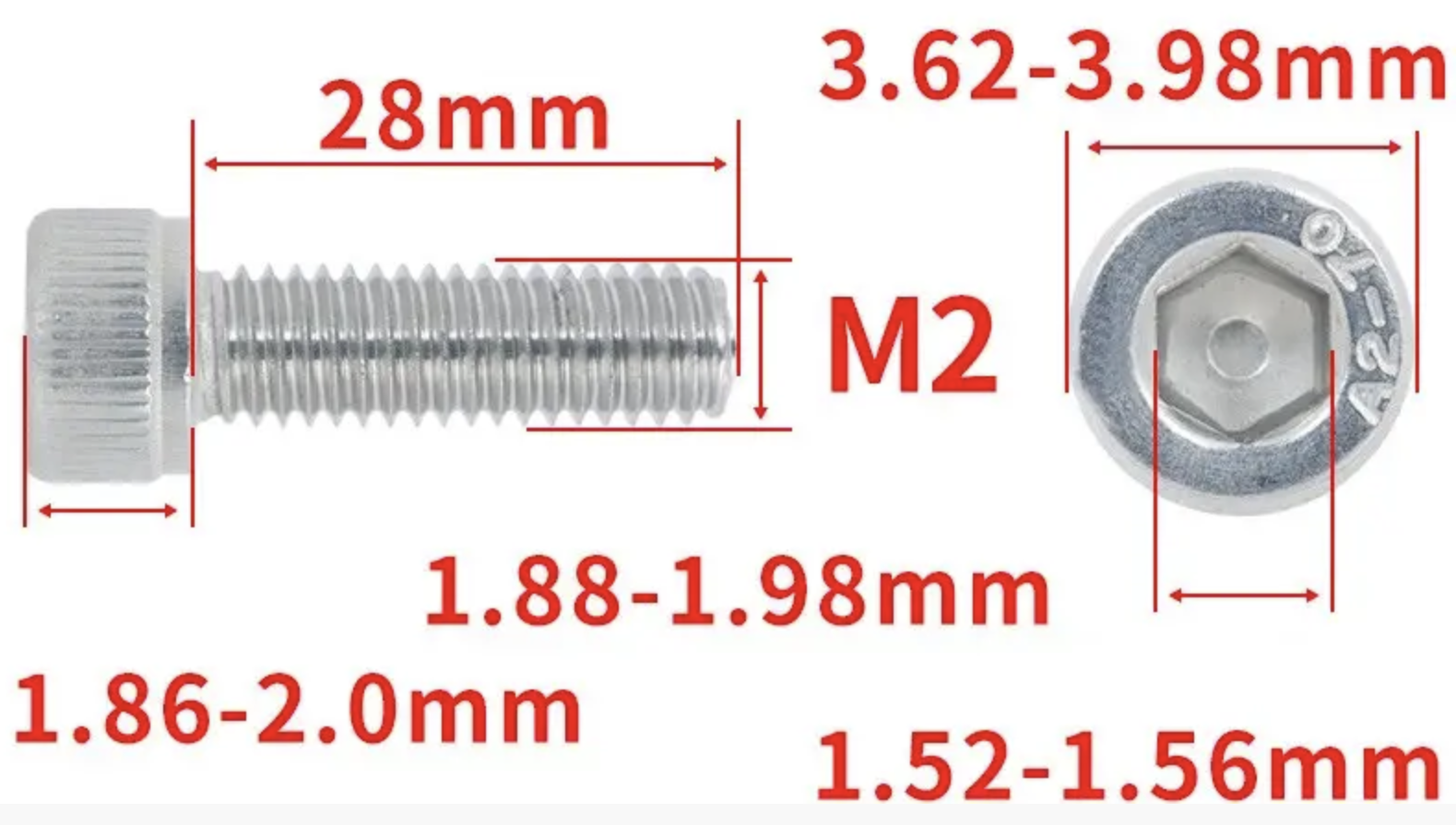 Гвинт з шестигранною головкою DIN912 M2x28 мм (DIN912_m2_28) - фото 2 Гвинт з шестигранною головкою DIN912 M2x28 мм (DIN912_m2_28) - фото 2