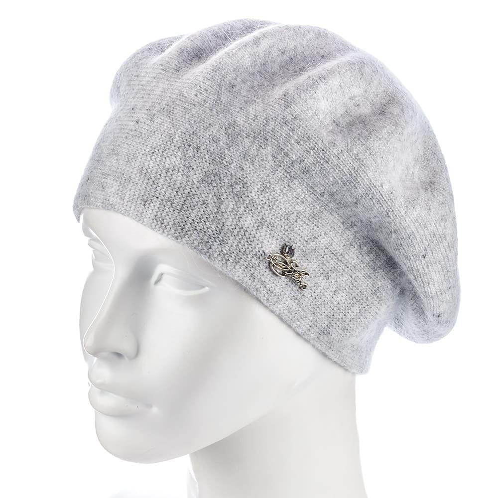 Берет женский Actrics WH774 из ангоры двойной на ножке L/57-58 Пепельный