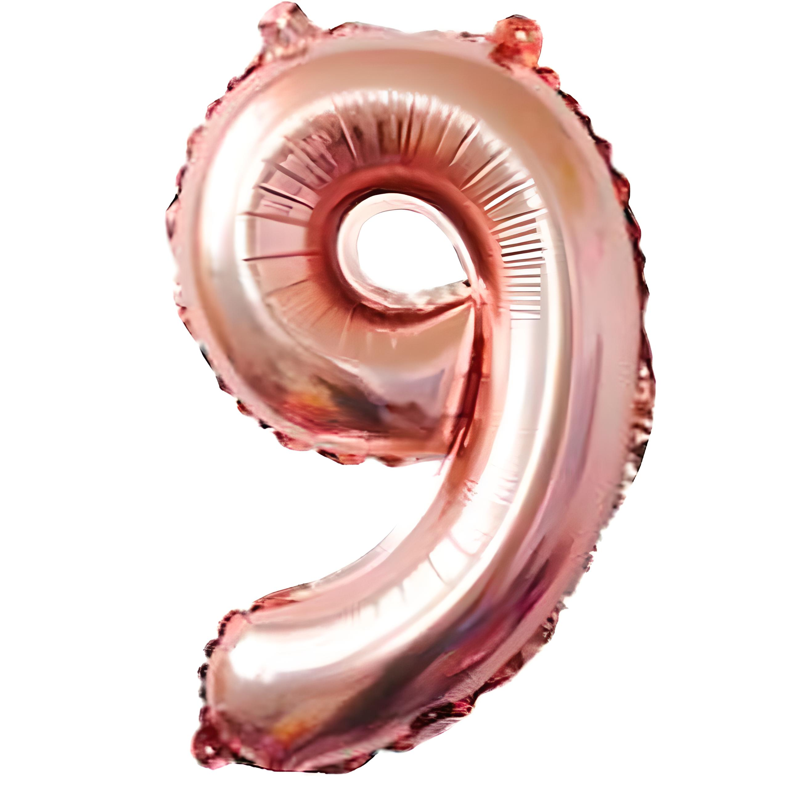Кулька Цифра 9 102 см Рожеве золото металік (30568)