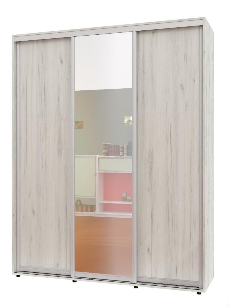 Шкаф-купе трехдверный Алекса ШК-04 ДСП/зеркало/ДСП 190x65x230 см Дуб крафт белый