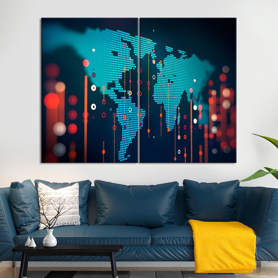 Картина карта Современная цифровая карта мира 165x122 см (A1357-2)