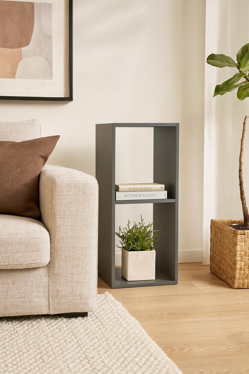 Стелаж настінно-підлоговий модульний MEBLIBUD KUB 2 секції Антрацит (28576893) - фото 2 Стелаж настінно-підлоговий модульний MEBLIBUD KUB 2 секції Антрацит (28576893) - фото 2