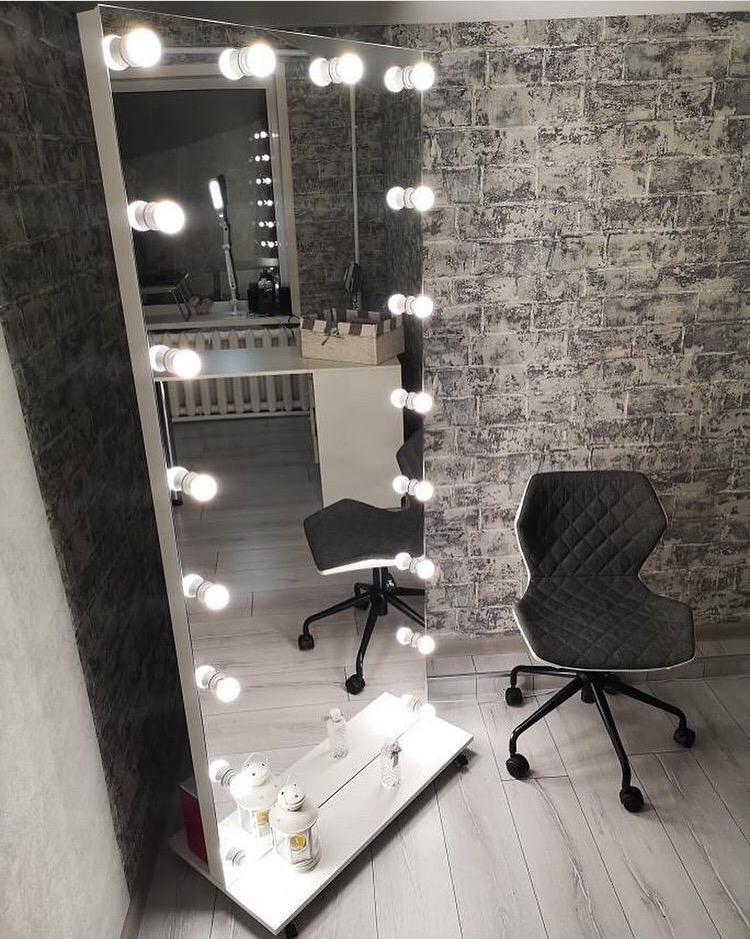 Напольное зеркало Miraline Кэт с подставкой на колесах и лампами 180х70 см (MR-0004-180-70)