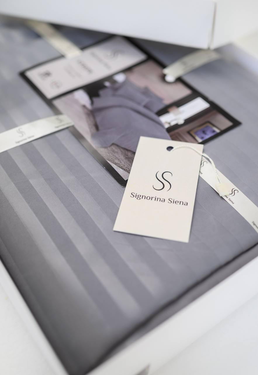 Комплект постільної білизни Signorina Siena зі страйп-сатину сімейний 50х70 см/70х70 см Сірий (003S) - фото 2 Комплект постільної білизни Signorina Siena зі страйп-сатину сімейний 50х70 см/70х70 см Сірий (003S) - фото 2