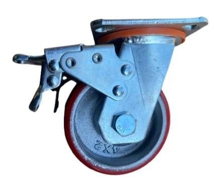 Колесо поворотное с тормозом чугун с полиуретаном 100 мм (2579558132)