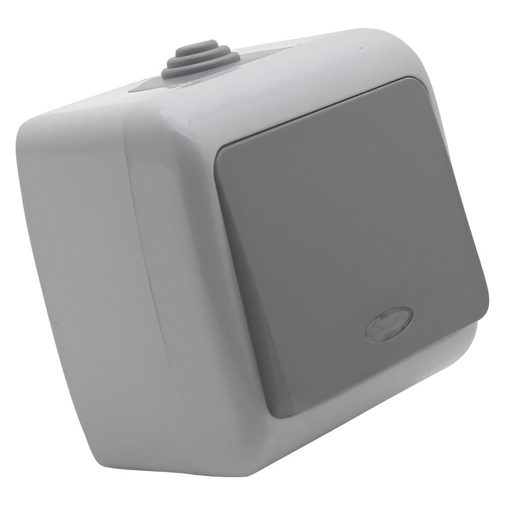 Выключатель накладной одноклавишный Lemanso Немо с подсветкой IP54 Серый (LMR2403) Выключатель накладной одноклавишный Lemanso Немо с подсветкой IP54 Серый (LMR2403)