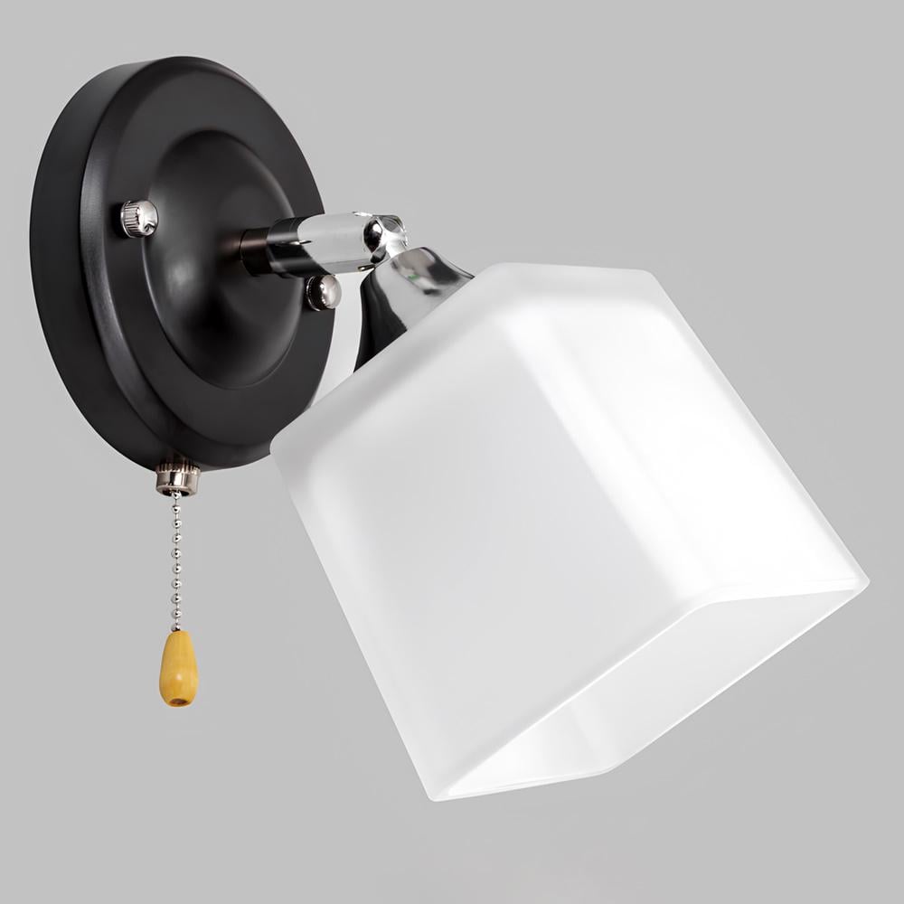 Светильник настенный Light House SR-20291/1W BK/CR L195хW110хH185 E27 черный/хром плафон Белый