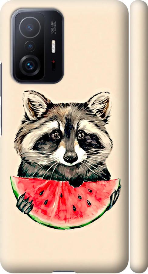 Чехол на Xiaomi 11T Енотик с арбузом (4605m-2487-42517)