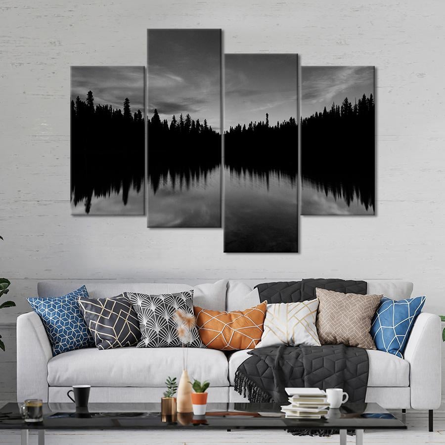 Картина природа Чёрные деревья на берегу озера 129x90 см (A1160-4)