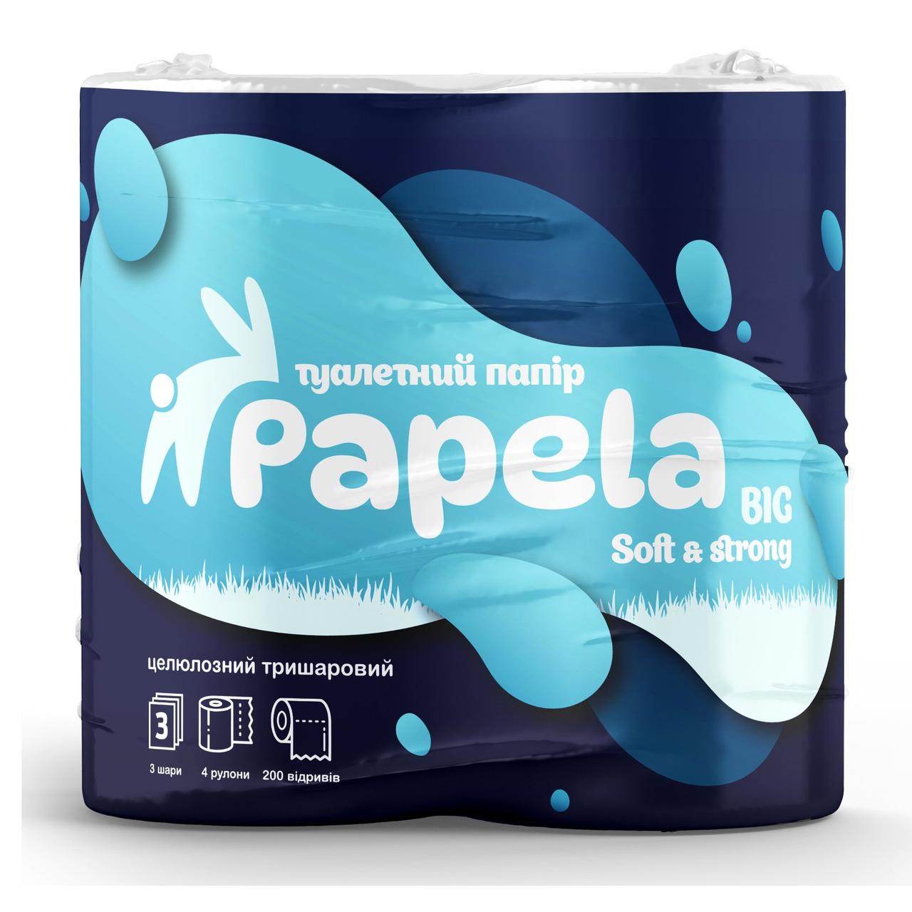 Туалетний папір Papela Big целюлозний тришаровий 4 рулони
