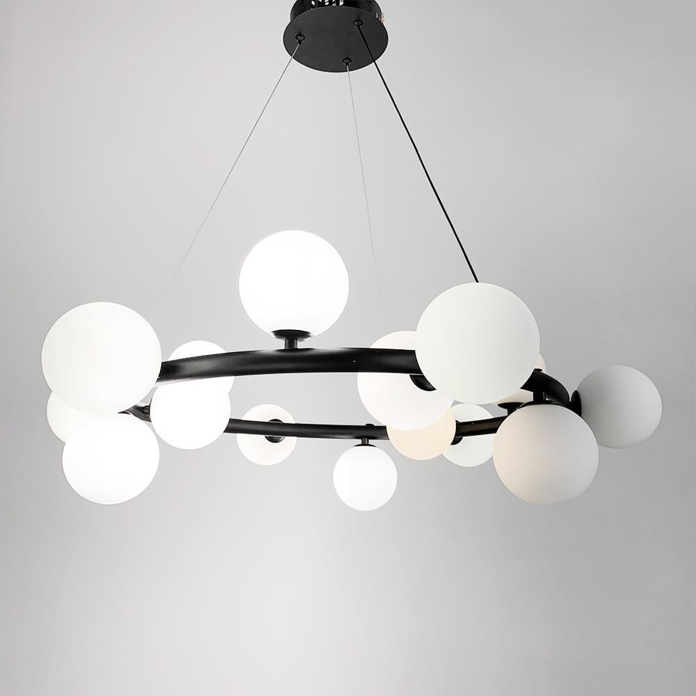 Люстра подвесная кольцевая на 15 белых плафонов - фото 2